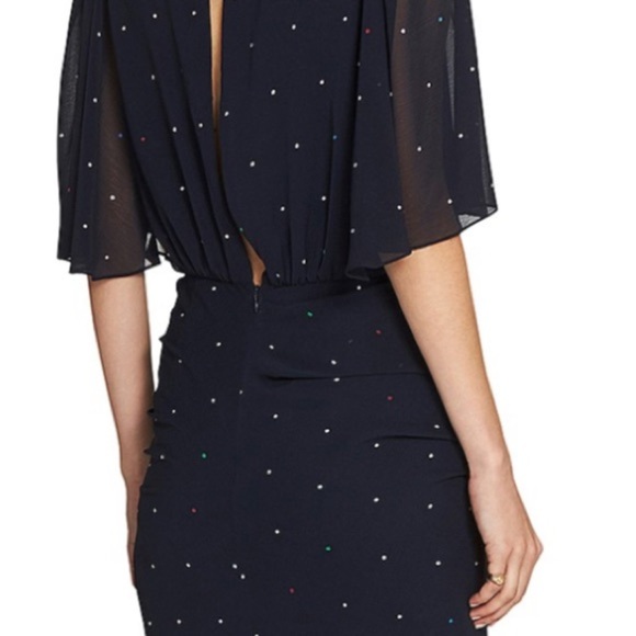 CAMILLA and MARC Scarlett draped dress navy blue mini polka dots sz 8 US EUC - Picture 4 of 16